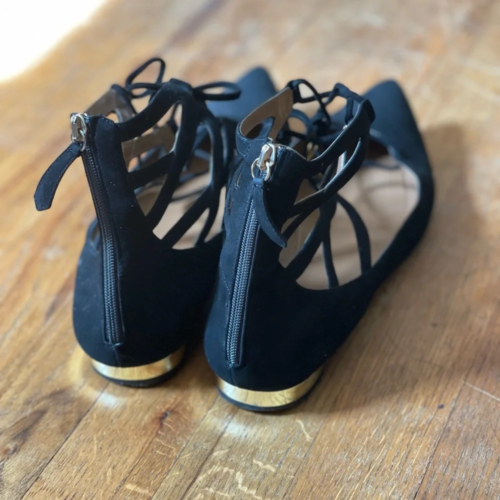 Aquazzura Belgravia black lace up flats sz 42 - Picture 7 of 9